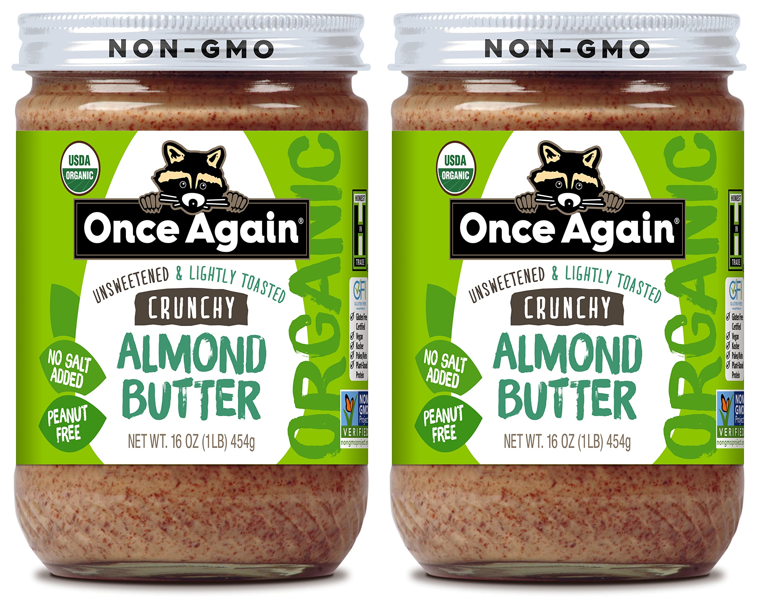 Product image of Once Again Organic Crunchy Almond Butter Lightly Toasted Salt Free Unsweetened USDA Organic Gluten Free